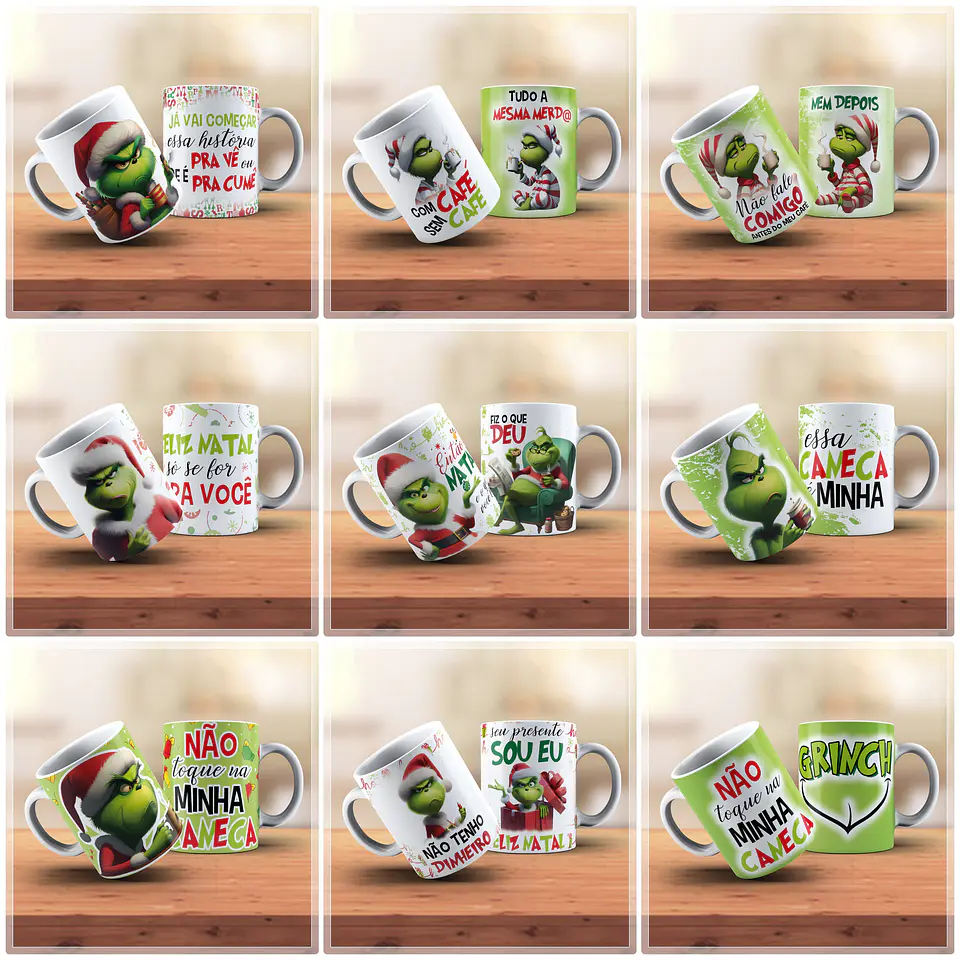 18 Artes para Caneca Natal Grinch Arquivo em Jpg   1