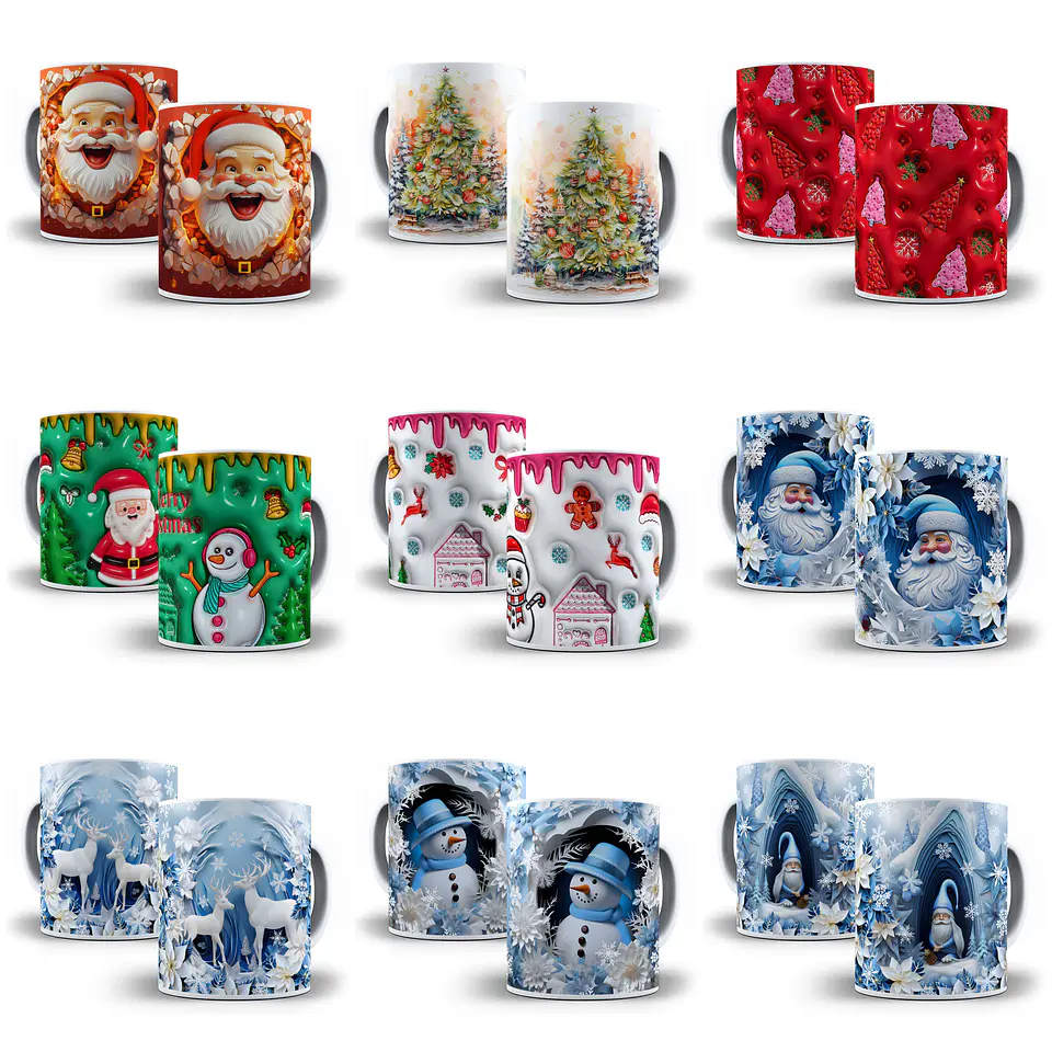 24 Artes para Caneca Natalina 3d Arquivo em Jpg   2