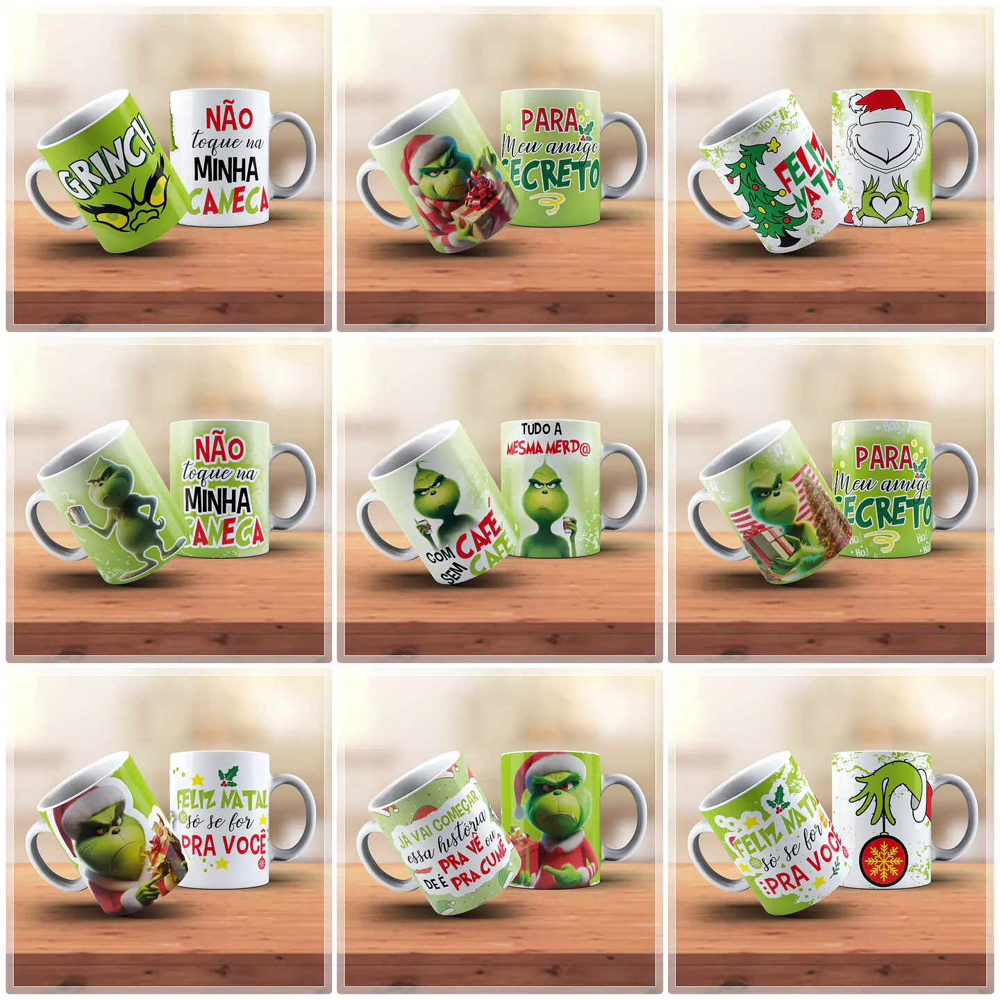 18 Artes para Caneca Natal Grinch Arquivo em Jpg   2