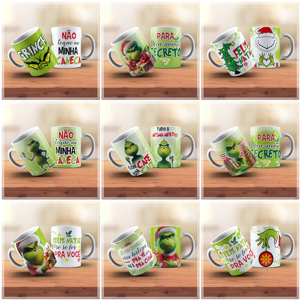 18 Artes para Caneca Natal Grinch Arquivo em Jpg   2
