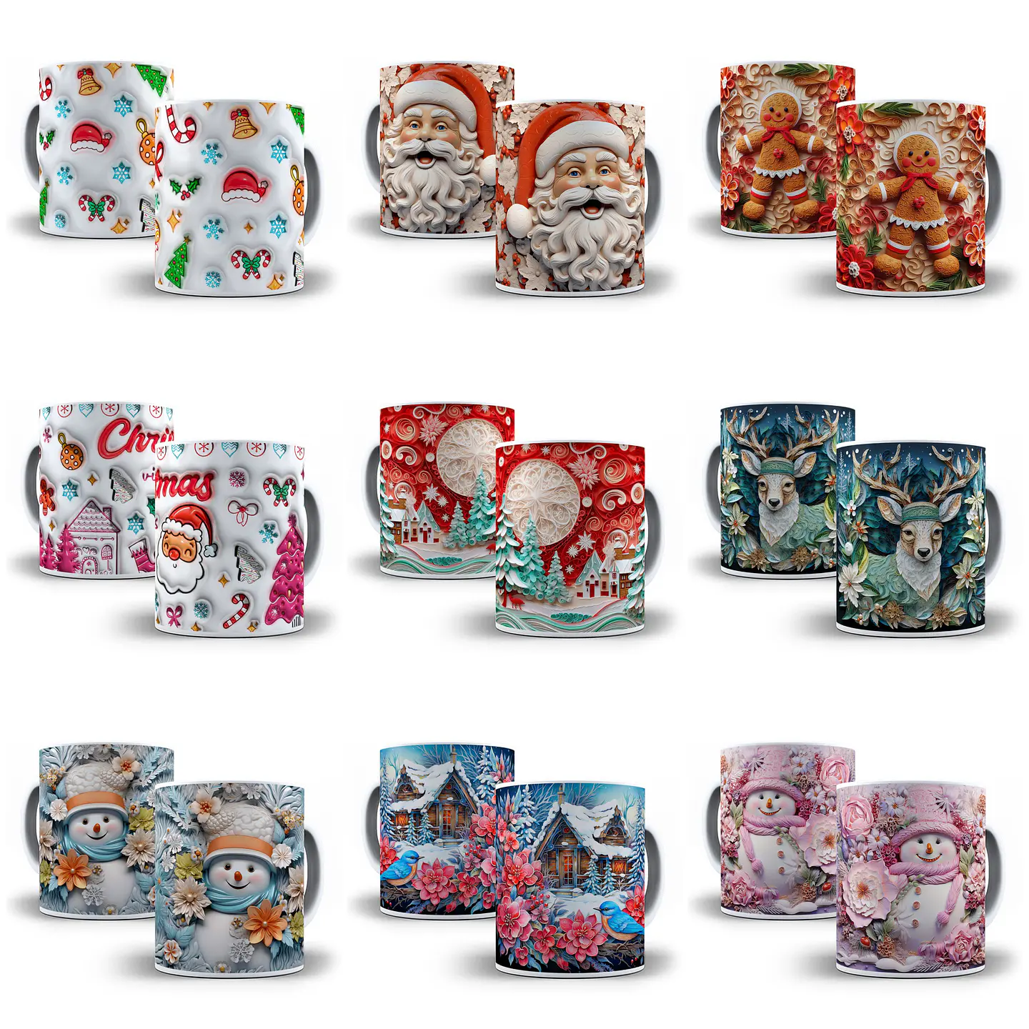 24 Artes para Caneca Natalina 3d Arquivo em Jpg   1