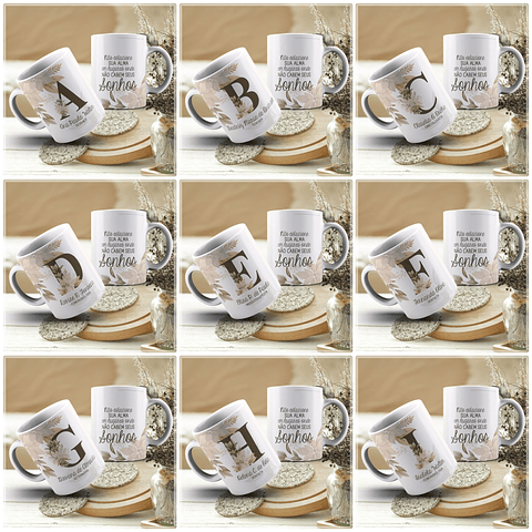 26 Artes para Caneca Alfabeto Marrom Frases Arquivo em CorelDraw