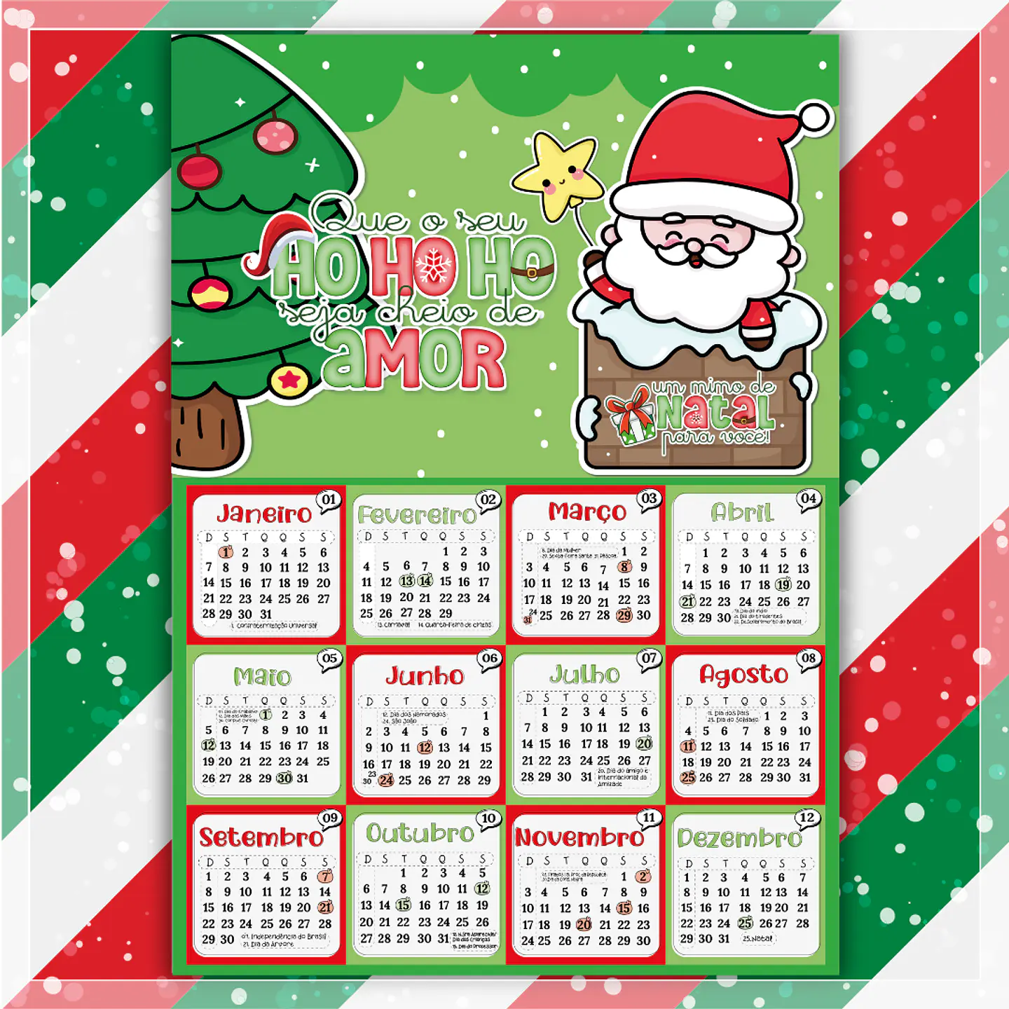 Arquivo Calendário Natal 2024 em Png 8