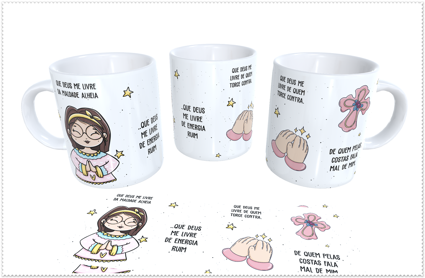 Arte para Caneca Que Deus me Livre da Maldade Alheia em Corel Draw 1