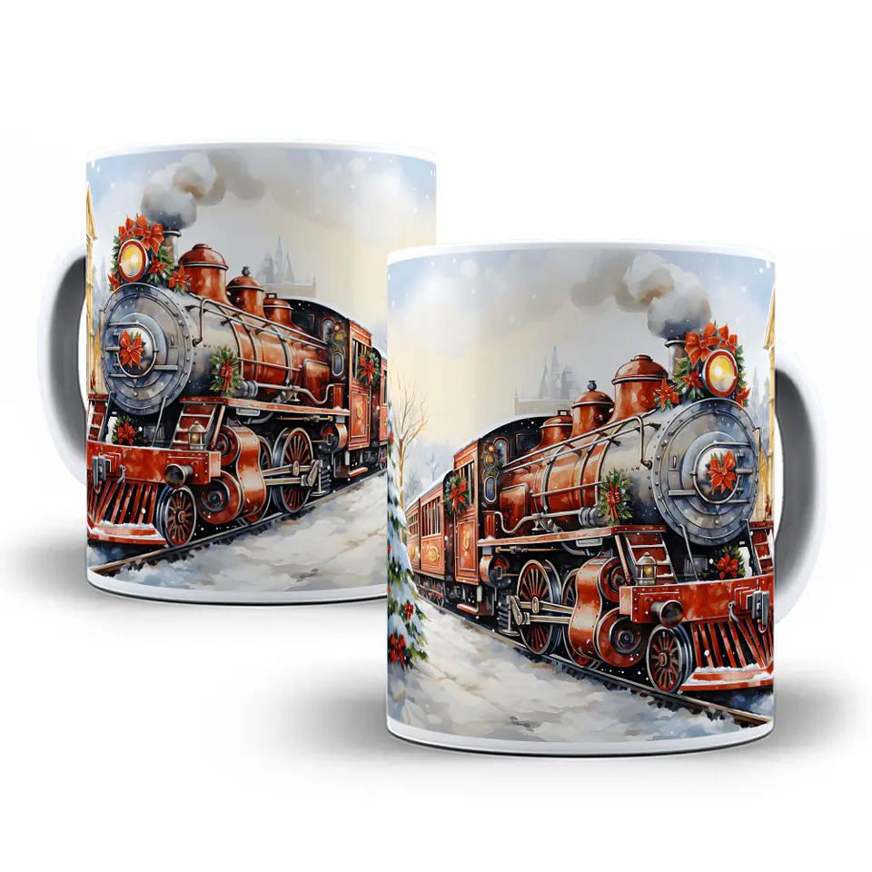 12 Artes para Caneca Trem Natalino 3d Arquivo em Jpg  3