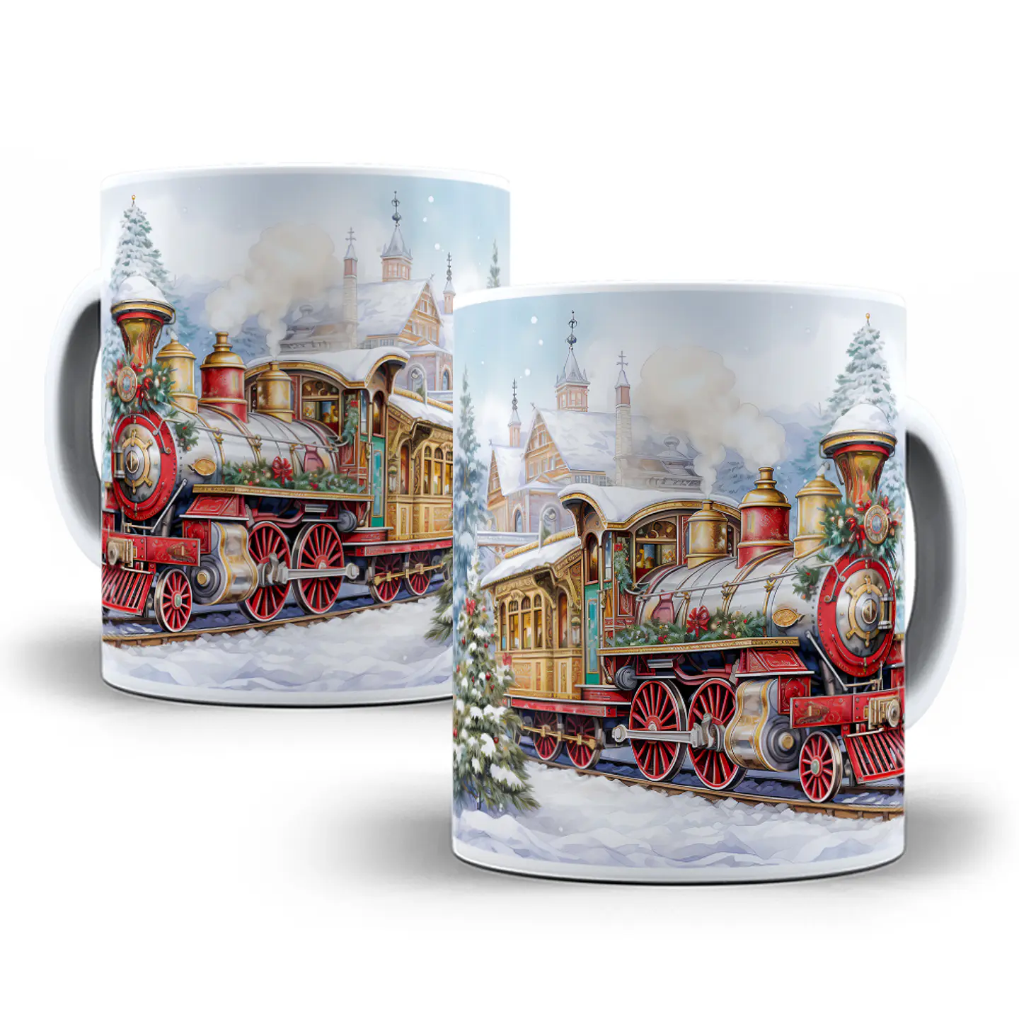 12 Artes para Caneca Trem Natalino 3d Arquivo em Jpg  5