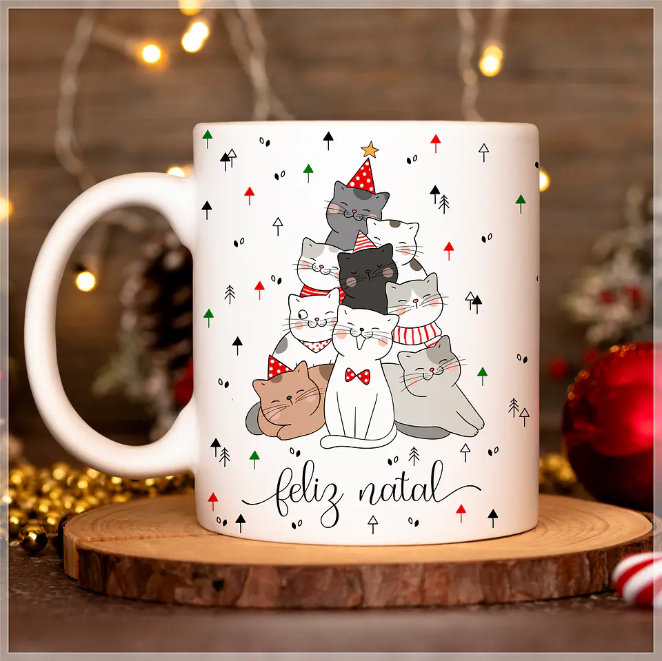 20 Artes para Caneca Gatinhos de Natal Arquivo em Jpg 4