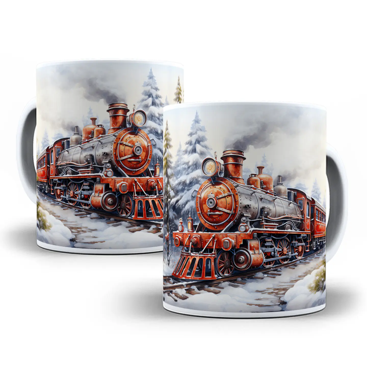 12 Artes para Caneca Trem Natalino 3d Arquivo em Jpg  8