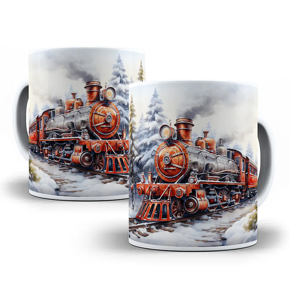 12 Artes para Caneca Trem Natalino 3d Arquivo em Jpg  8