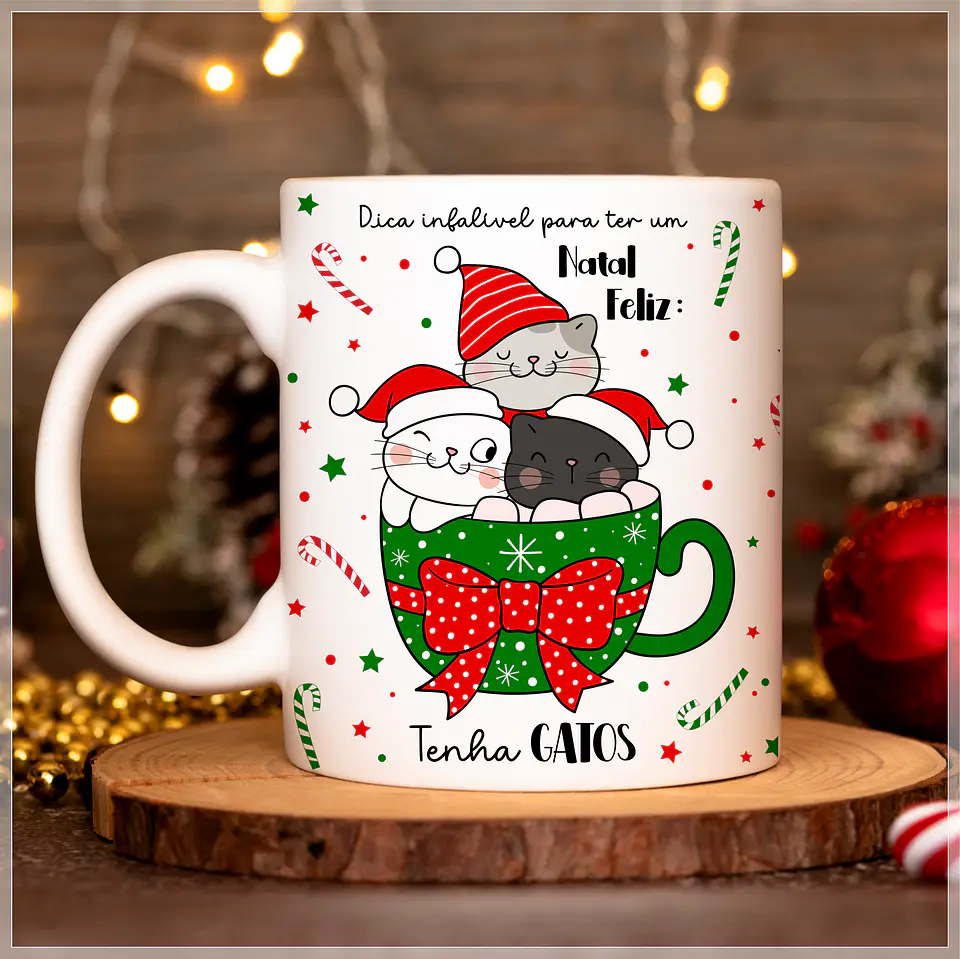 20 Artes para Caneca Gatinhos de Natal Arquivo em Jpg 5