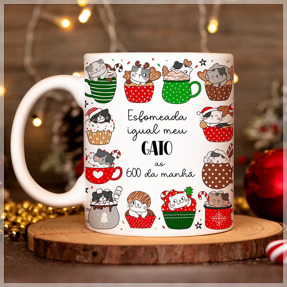 20 Artes para Caneca Gatinhos de Natal Arquivo em Jpg 6