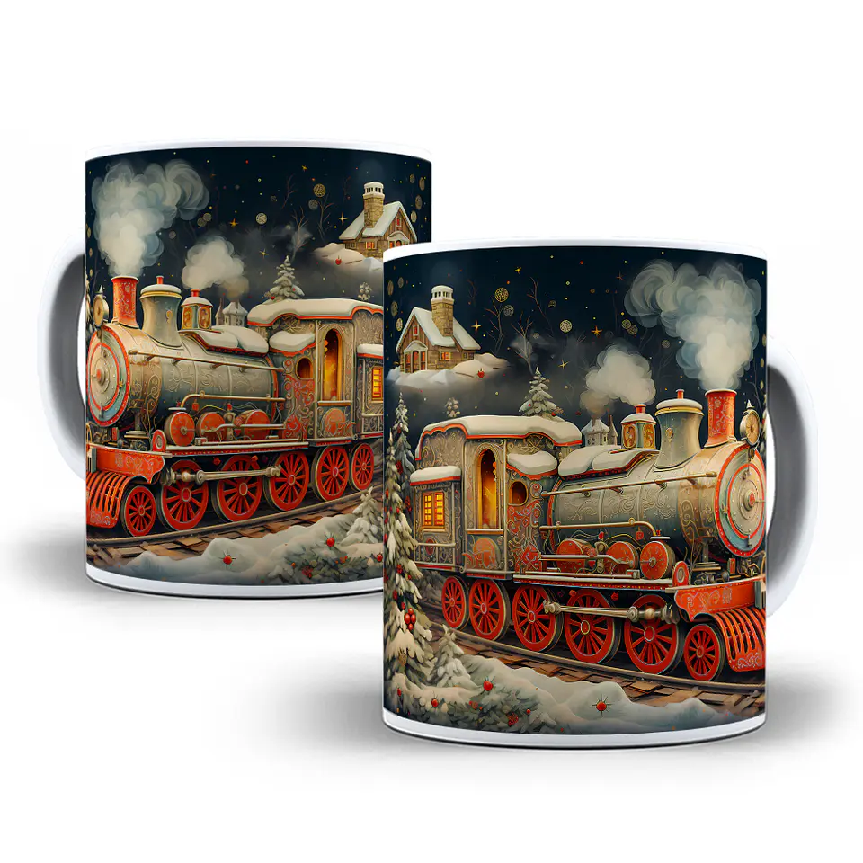 12 Artes para Caneca Trem Natalino 3d Arquivo em Jpg  10