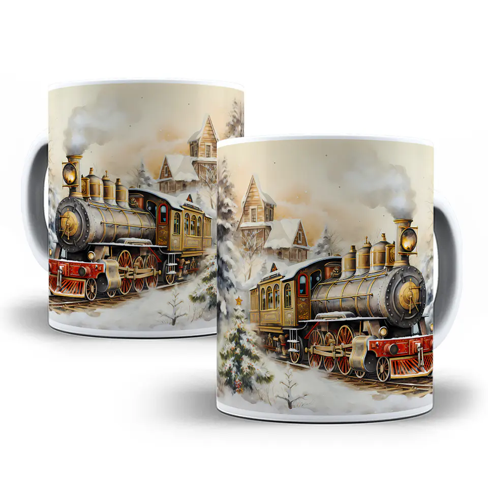 12 Artes para Caneca Trem Natalino 3d Arquivo em Jpg  11