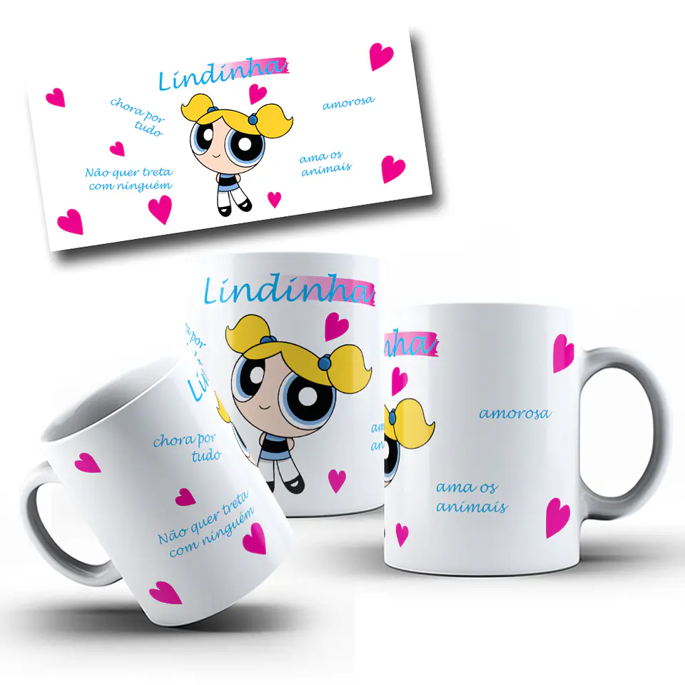 4 Artes para Caneca Meninas Super Poderosas Arquivo em CorelDraw 1