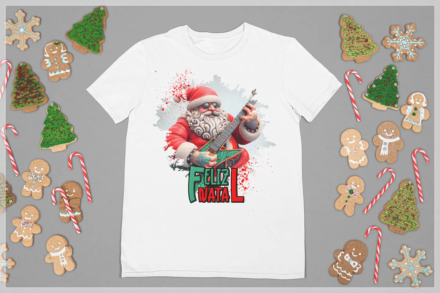 10 Artes para Camisa de Papai Noel do Rock Arquivo em CorelDraw 2