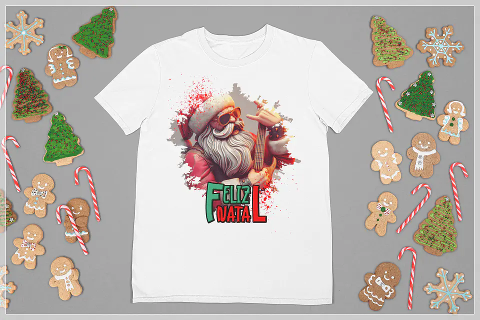 10 Artes para Camisa de Papai Noel do Rock Arquivo em CorelDraw 1