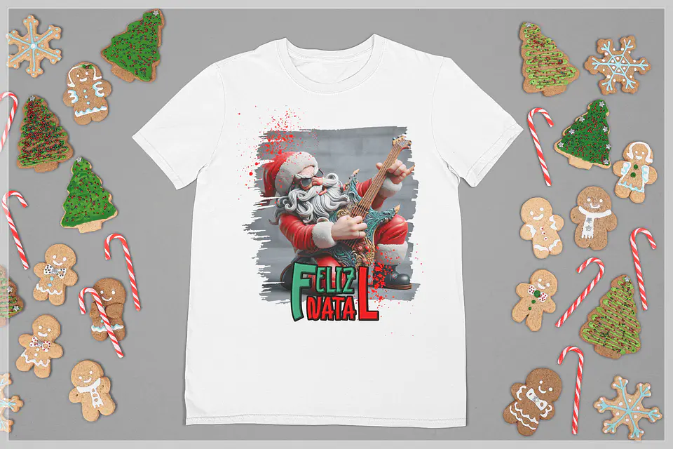 10 Artes para Camisa de Papai Noel do Rock Arquivo em CorelDraw 4