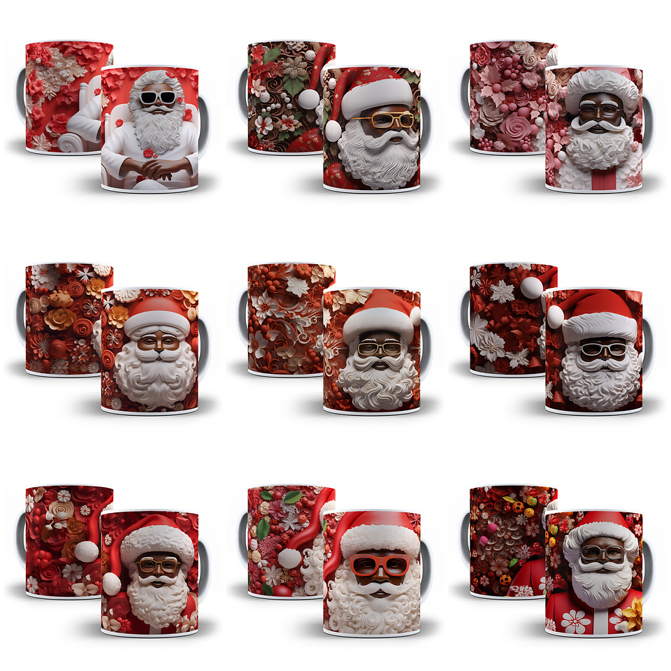 21 Artes para Caneca Papai Noel Afro Arquivo em Jpg 1