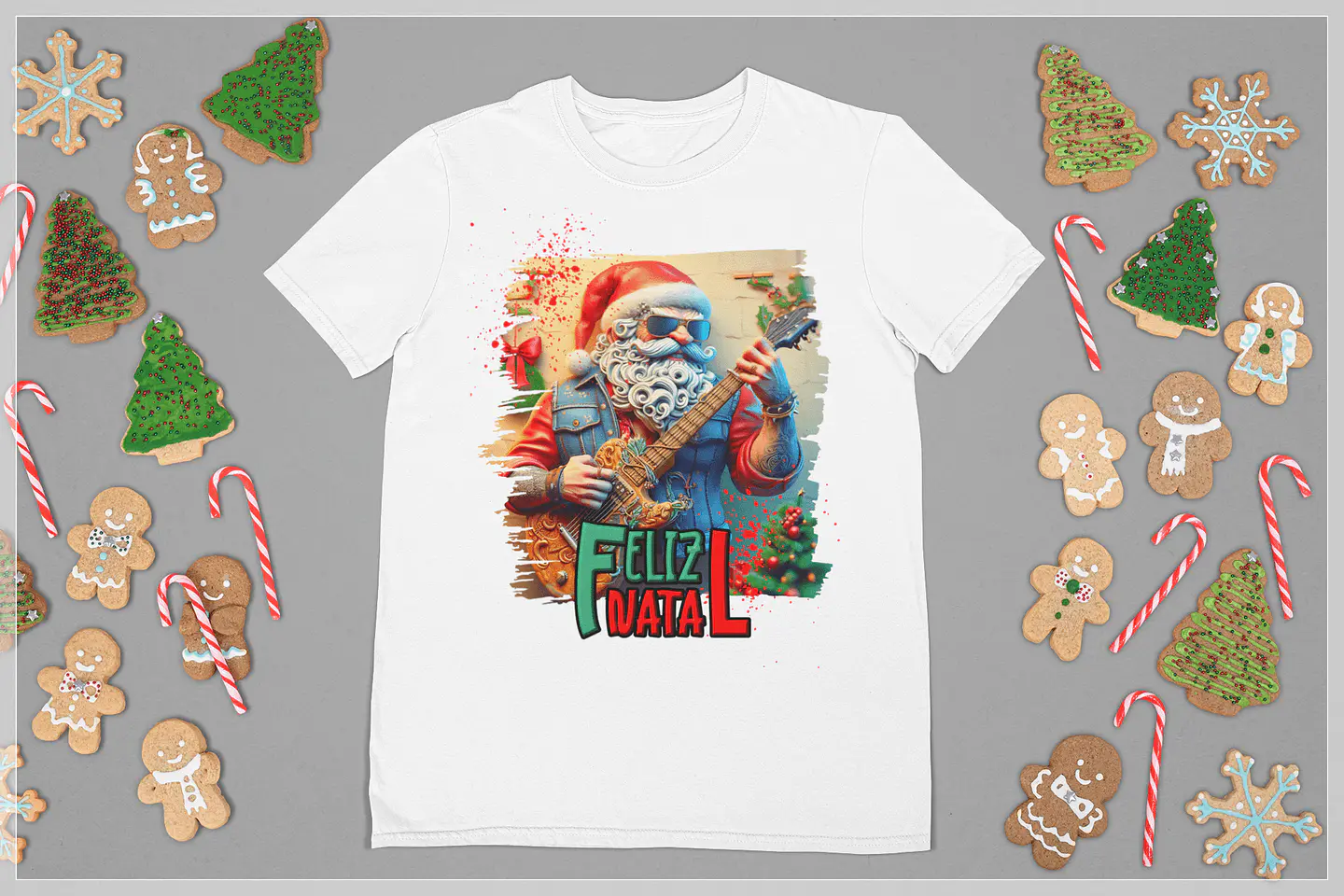 10 Artes para Camisa de Papai Noel do Rock Arquivo em CorelDraw 5