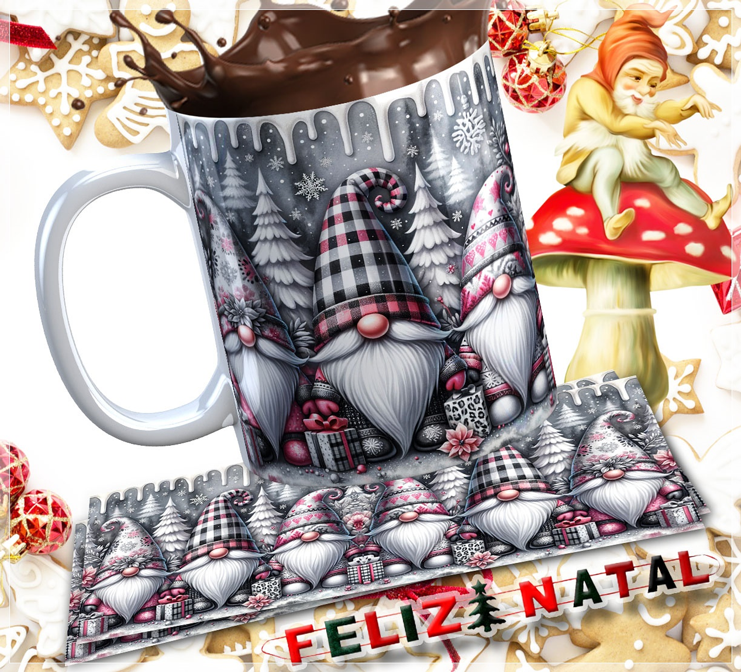 30 Artes para Caneca e Almofada Gnomos Arquivo em Jpg  2