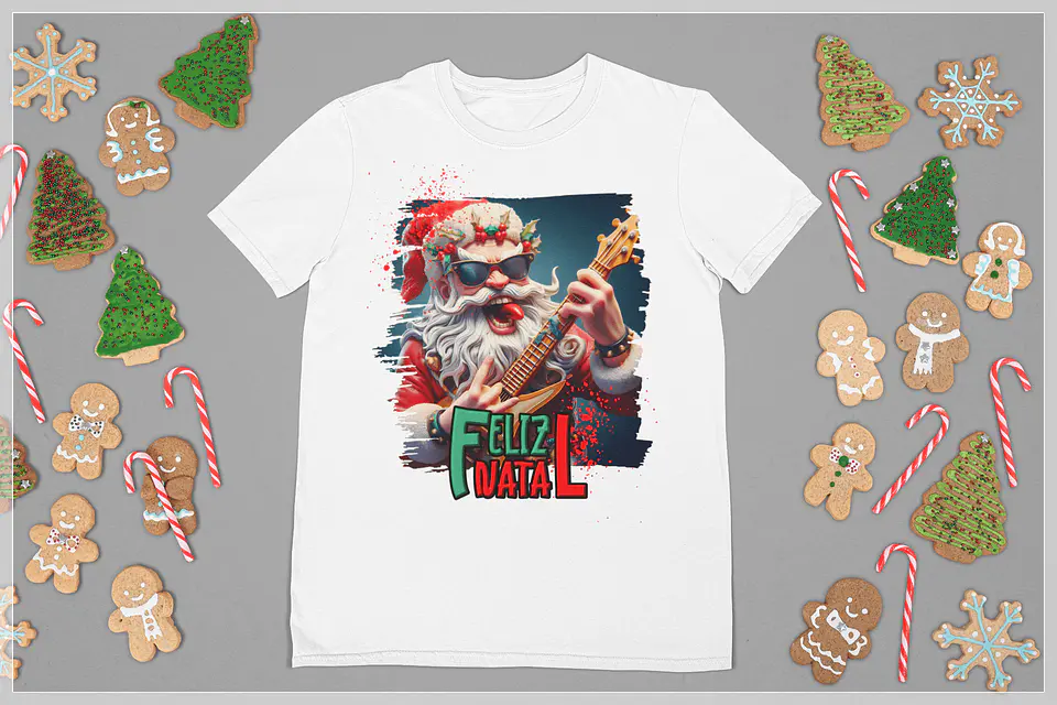 10 Artes para Camisa de Papai Noel do Rock Arquivo em CorelDraw 8