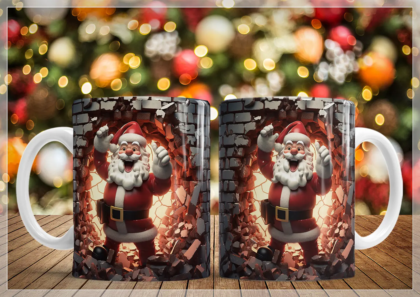 34 Artes para Caneca Natal Papai Noel 3D Arquivo em Jpg   4