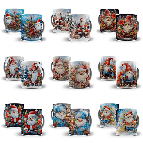 42 Artes para Caneca Papai Noel 3d Arquivo em Jpg  