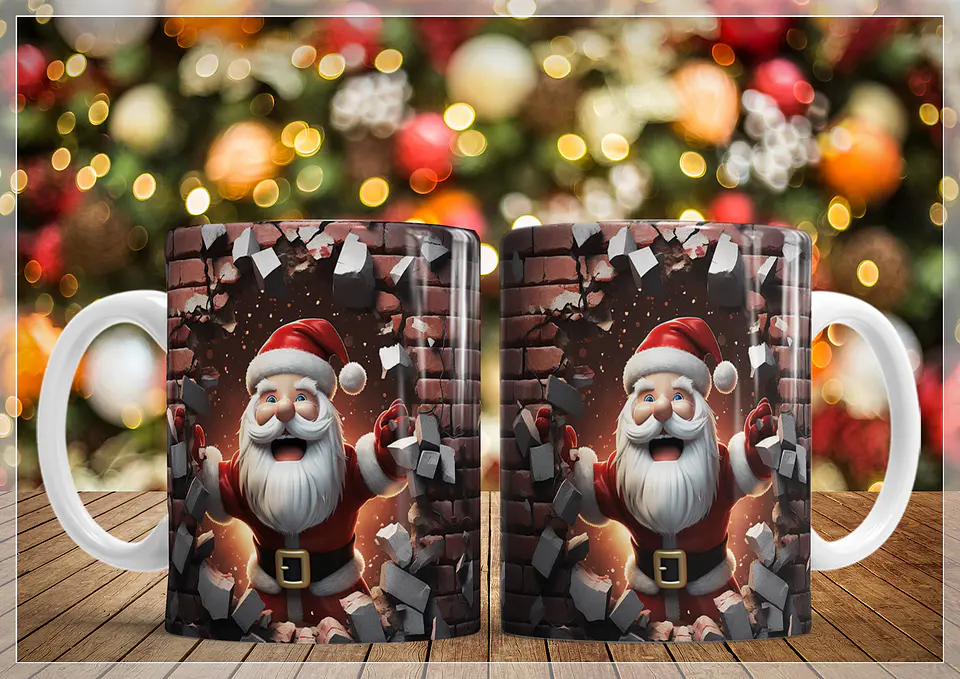 34 Artes para Caneca Natal Papai Noel 3D Arquivo em Jpg   5
