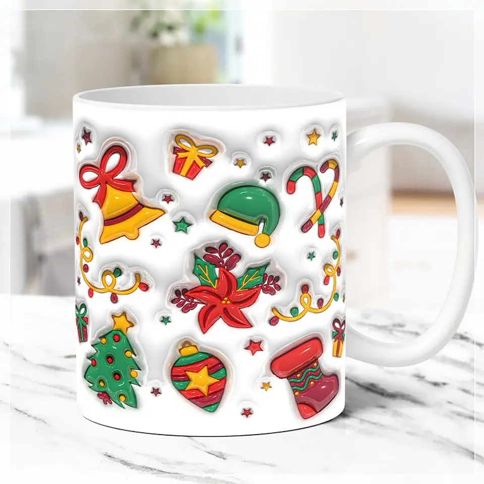 31 Artes para Caneca Natal Inflados 3D Arquivo em Jpg  7