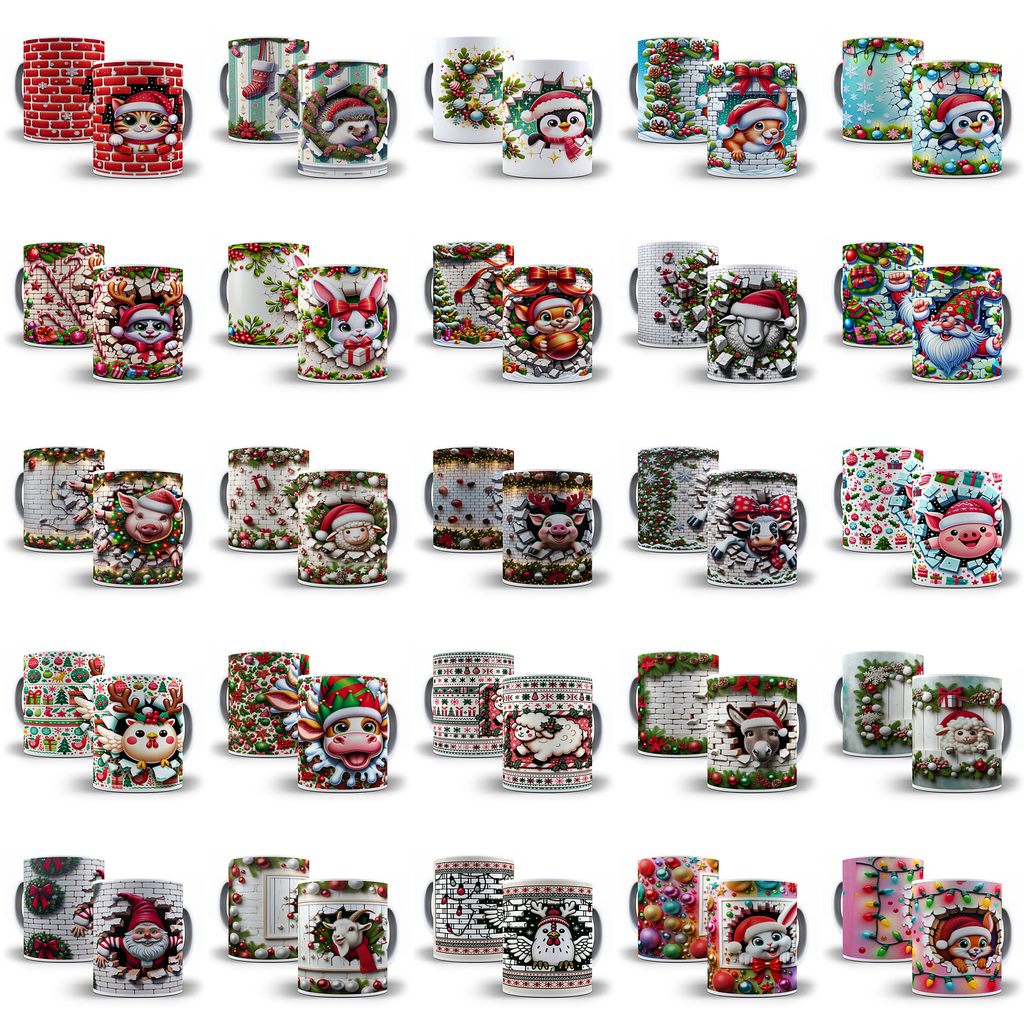 60 Artes para Caneca Natalina 3d Arquivo em Jpg   2