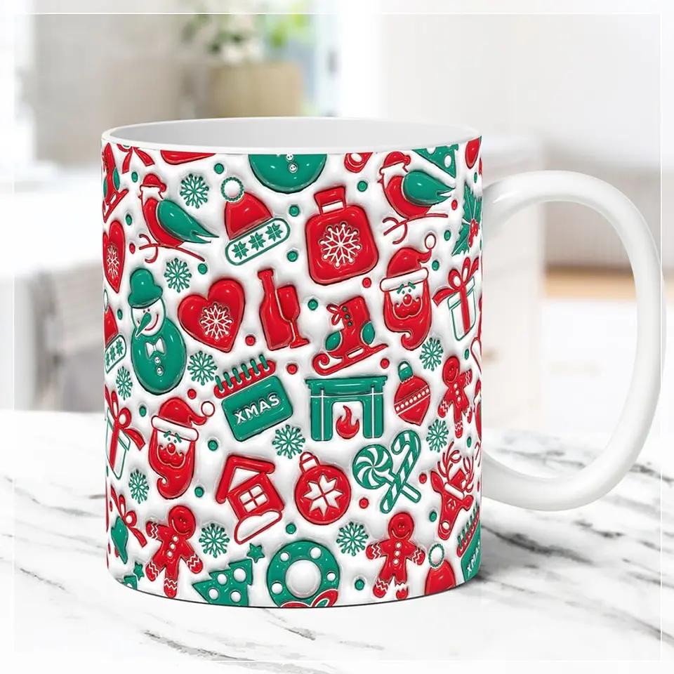 31 Artes para Caneca Natal Inflados 3D Arquivo em Jpg  9