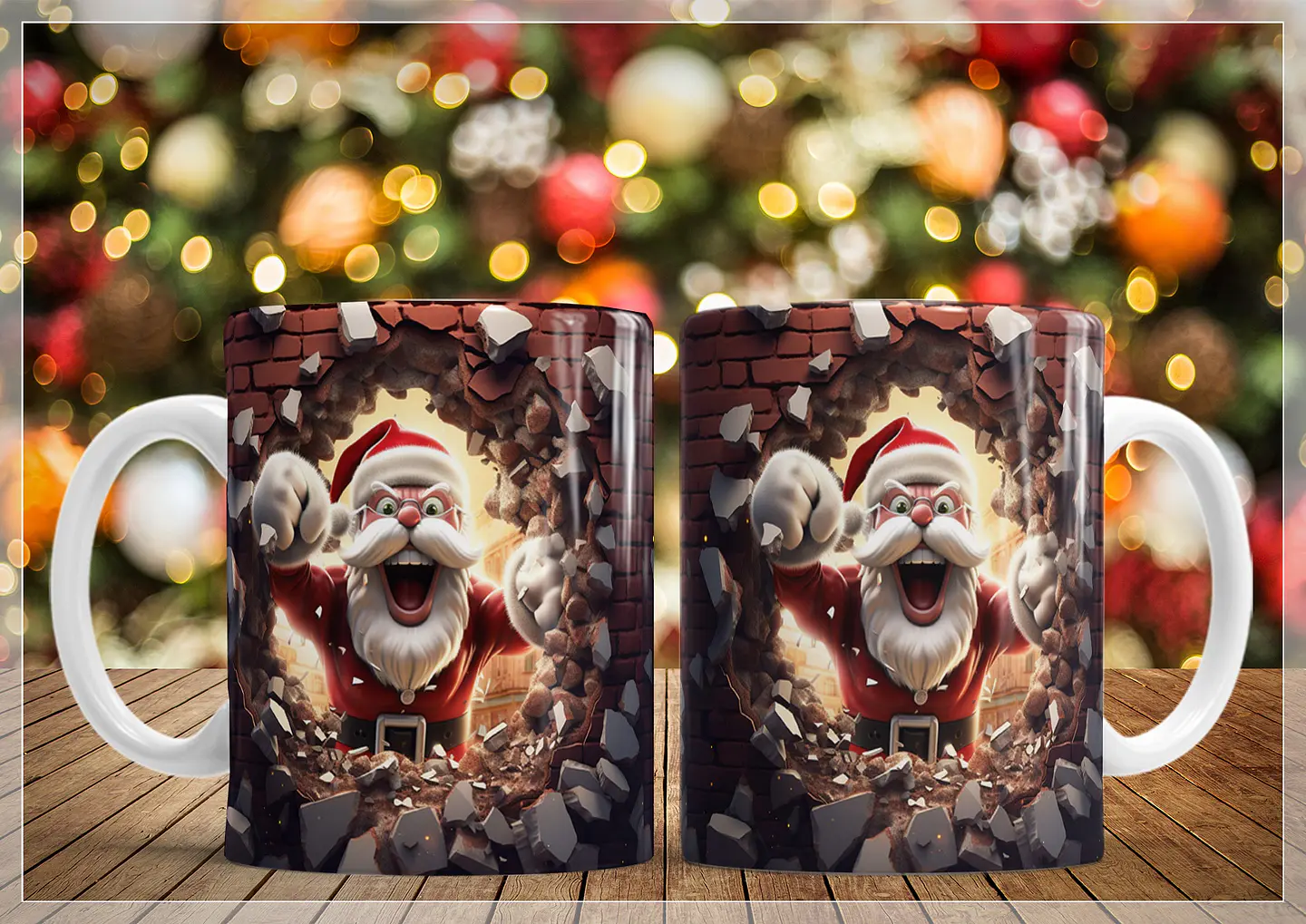 34 Artes para Caneca Natal Papai Noel 3D Arquivo em Jpg   2