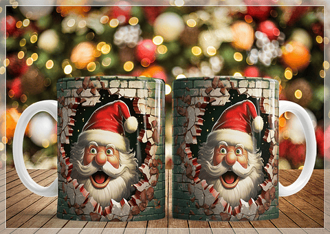34 Artes para Caneca Natal Papai Noel 3D Arquivo em Jpg  