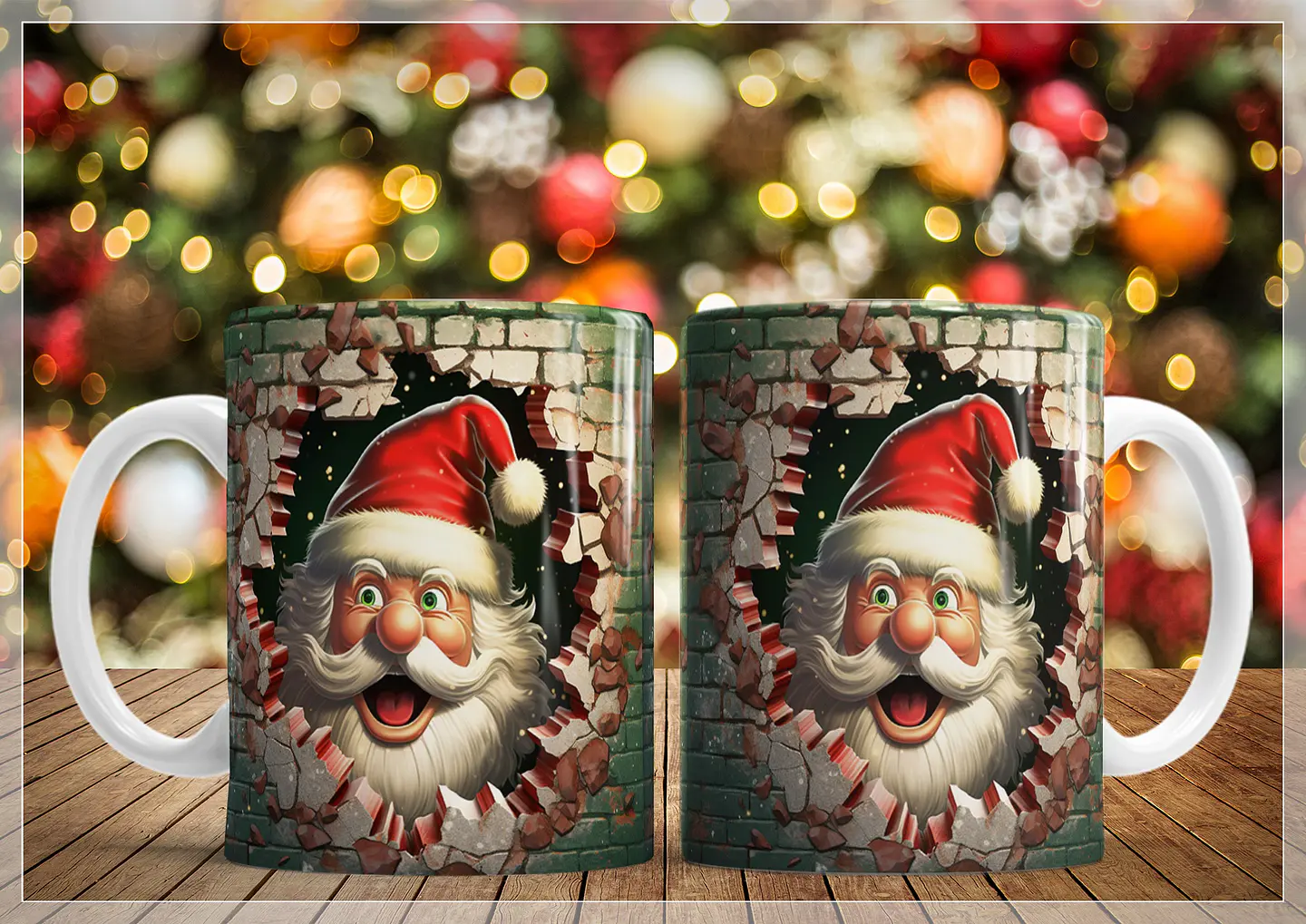 34 Artes para Caneca Natal Papai Noel 3D Arquivo em Jpg   1