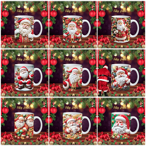 97 Artes para Caneca Natalina Papai Noel e Outros 3d Arquivo em Jpg 