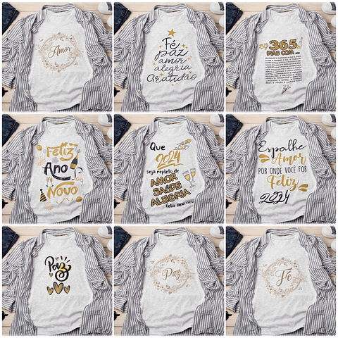 68 Artes para Camisa Ano Novo 2024 Arquivo em CorelDraw