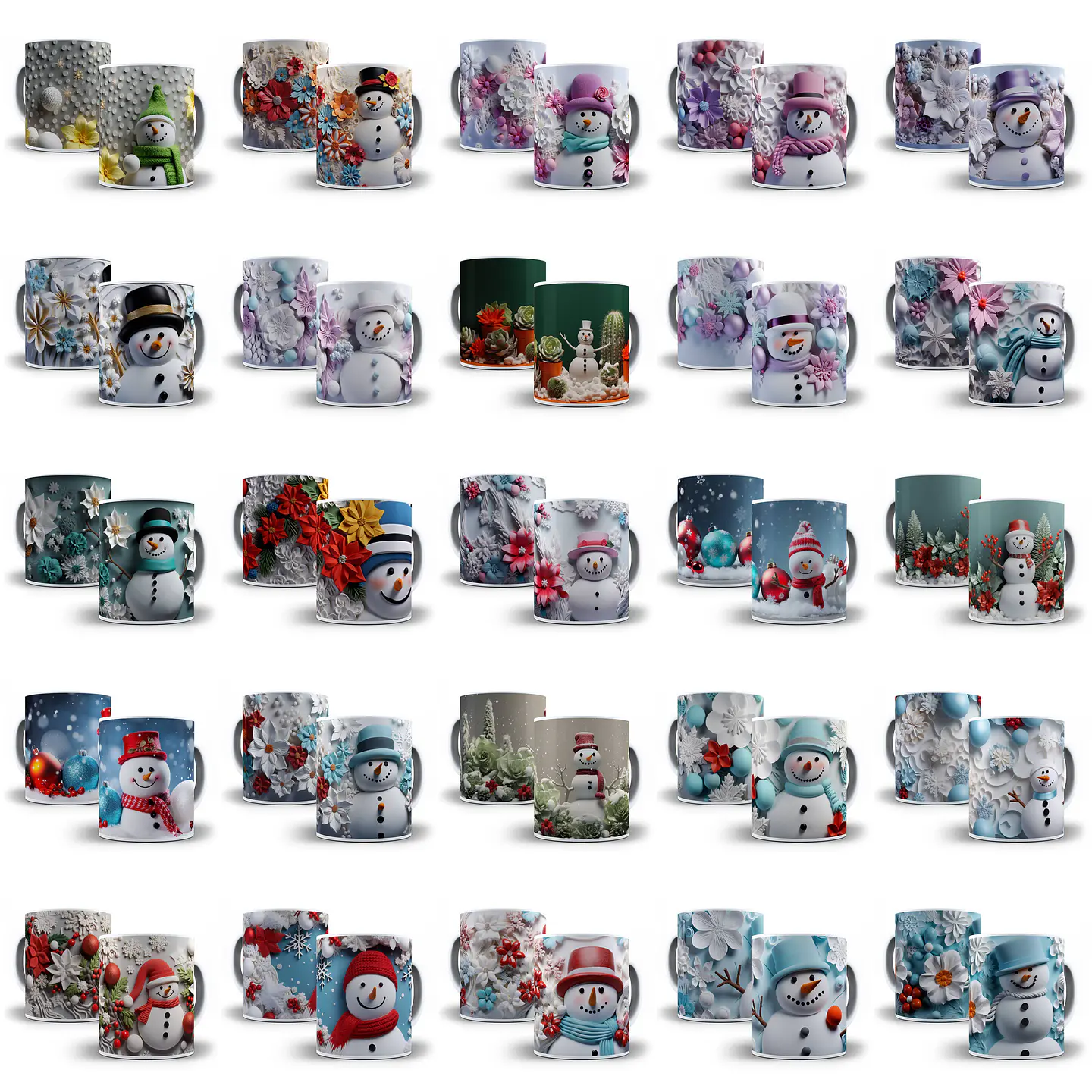 100 Artes para Caneca Boneco de Neve 3d Arquivo em Jpg   2