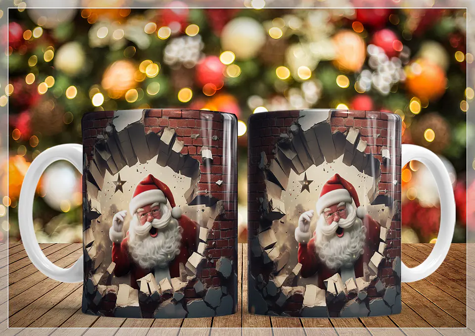34 Artes para Caneca Natal Papai Noel 3D Arquivo em Jpg   7