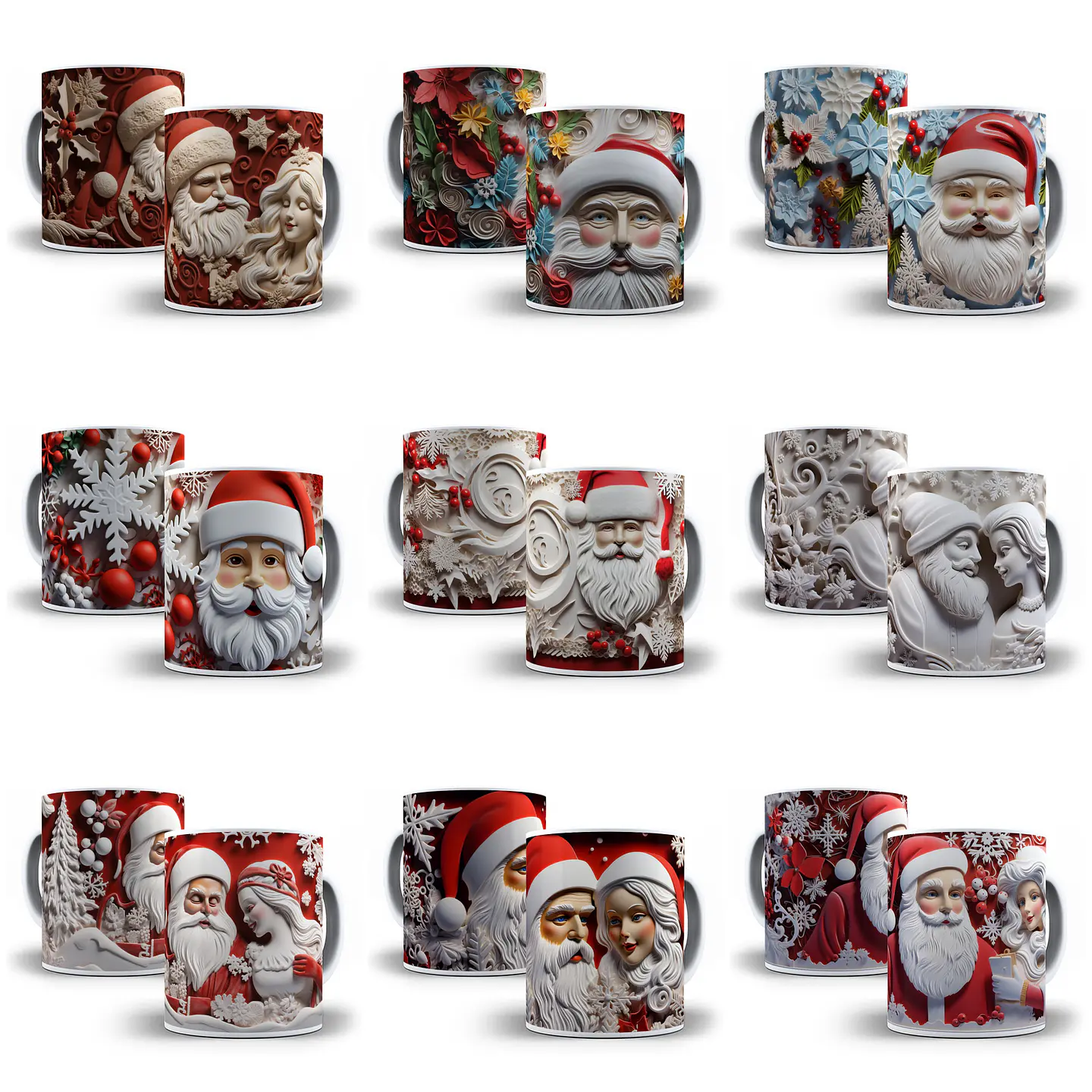 42 Artes para Caneca Papai Noel 3d Arquivo em Jpg   4