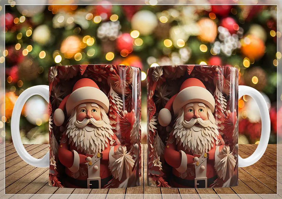 34 Artes para Caneca Natal Papai Noel 3D Arquivo em Jpg   9