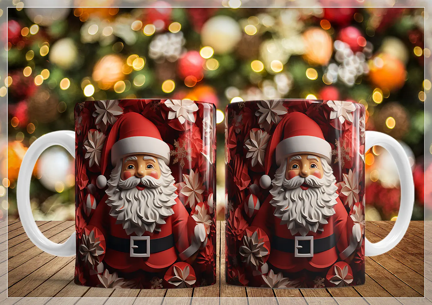 34 Artes para Caneca Natal Papai Noel 3D Arquivo em Jpg   10