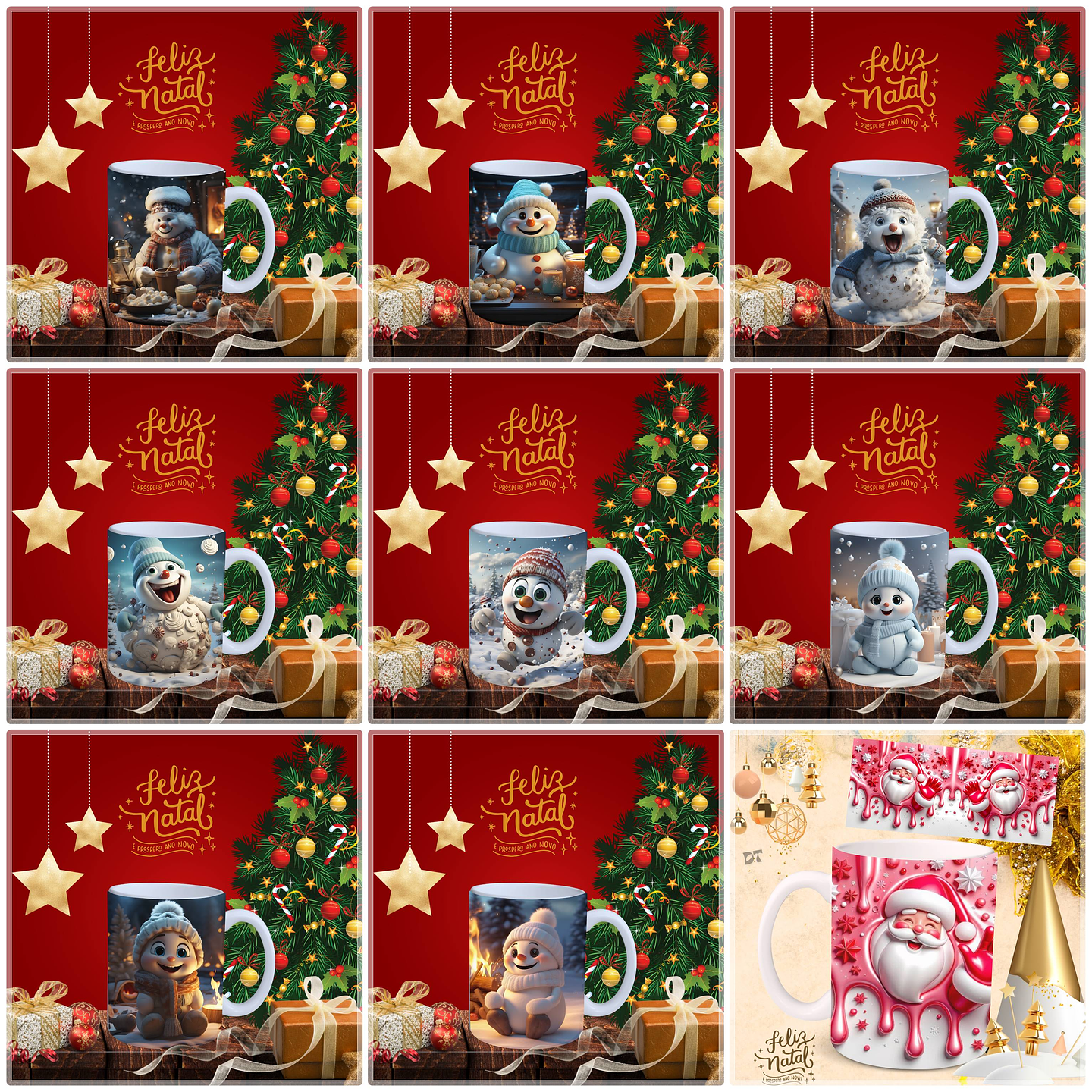 97 Artes para Caneca Natalina Papai Noel e Outros 3d Arquivo em Jpg  4