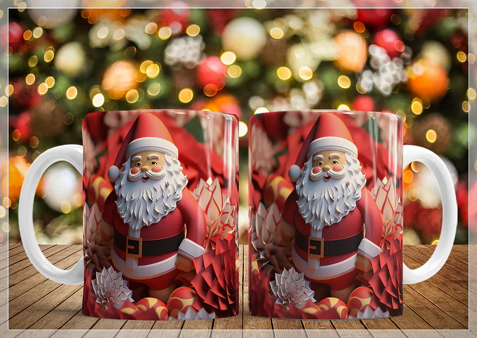 34 Artes para Caneca Natal Papai Noel 3D Arquivo em Jpg   11