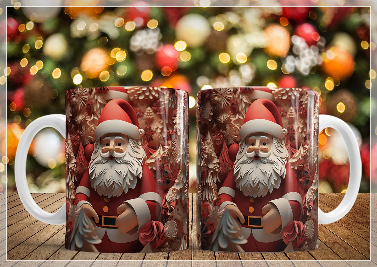 34 Artes para Caneca Natal Papai Noel 3D Arquivo em Jpg   12