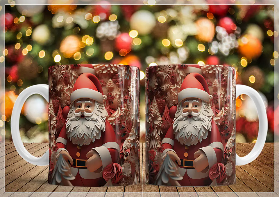 34 Artes para Caneca Natal Papai Noel 3D Arquivo em Jpg   12