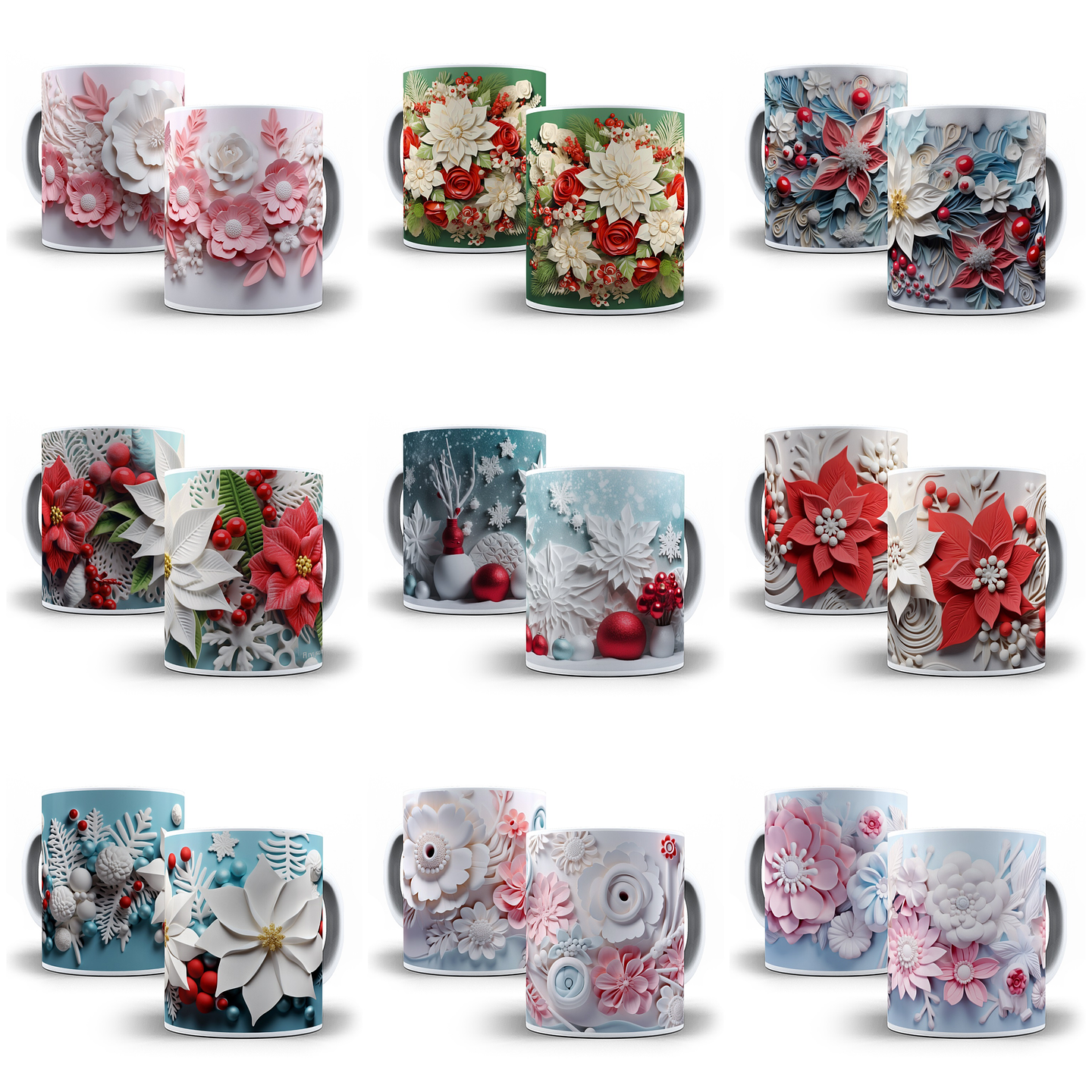 28 Artes para Caneca Floral 3d  Arquivo em Jpg 1