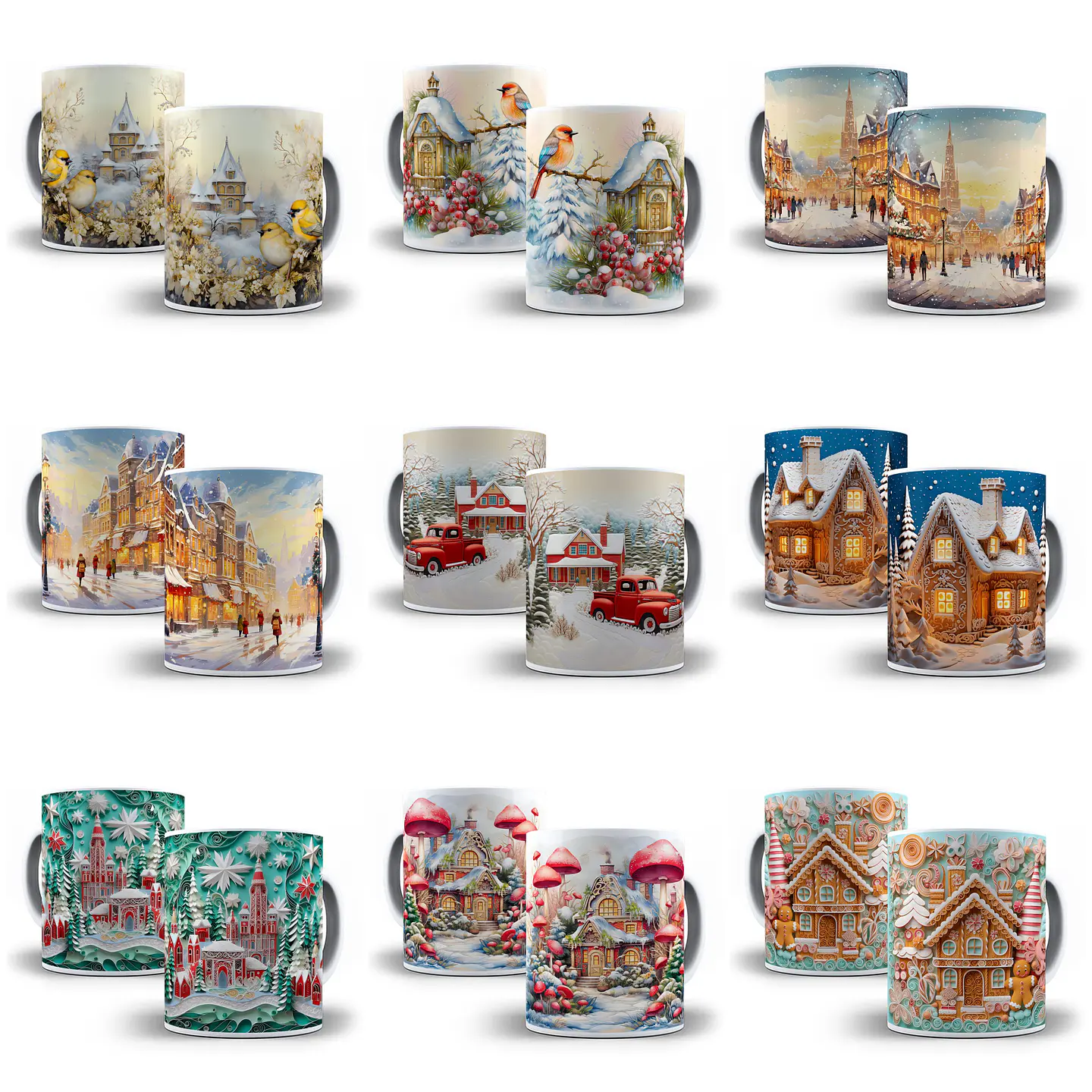 29 Artes para Caneca Casinhas de Natal 3d  Arquivo em Jpg  2