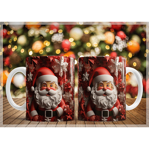 34 Artes para Caneca Natal Papai Noel 3D Arquivo em Jpg  