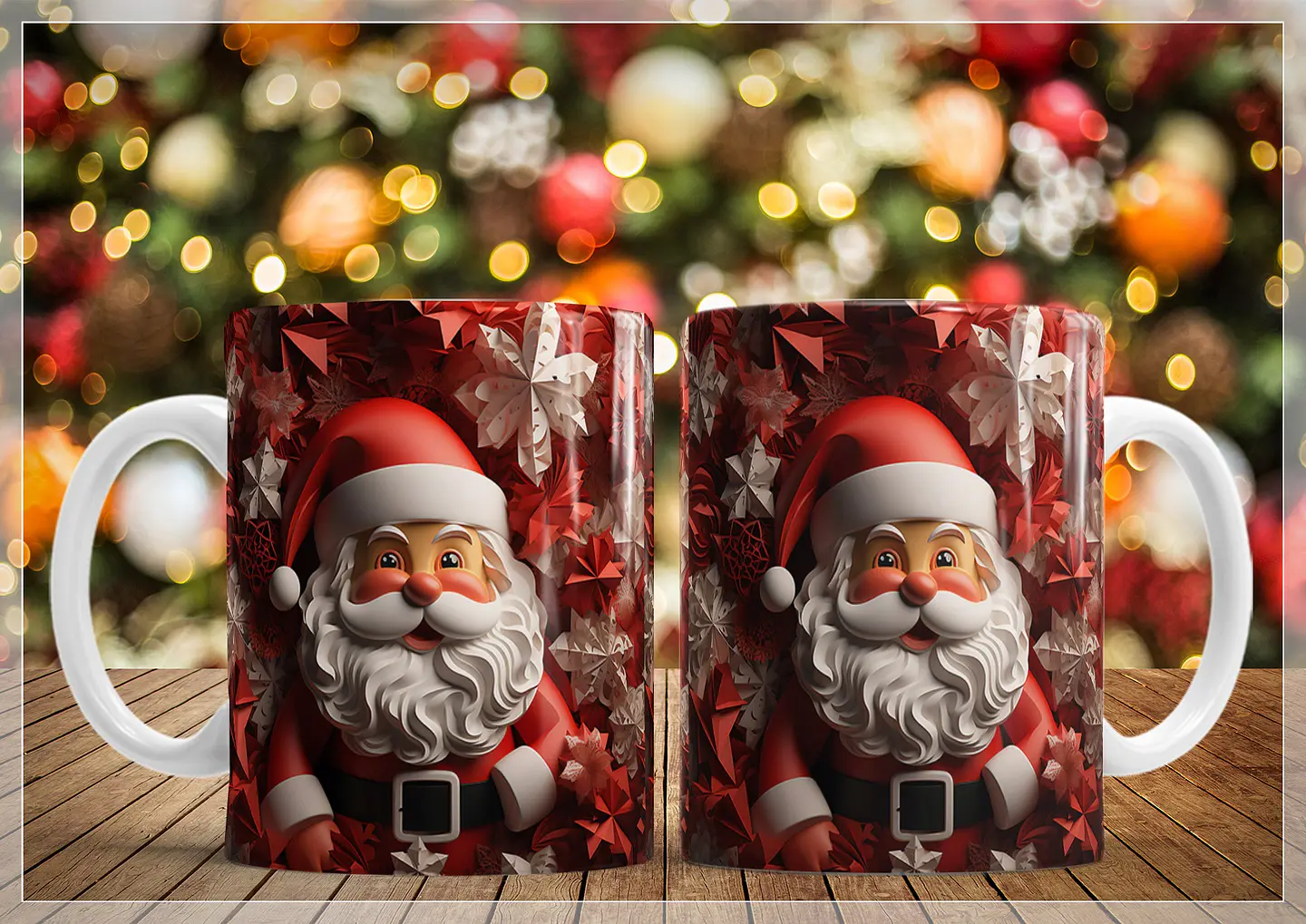 34 Artes para Caneca Natal Papai Noel 3D Arquivo em Jpg   13