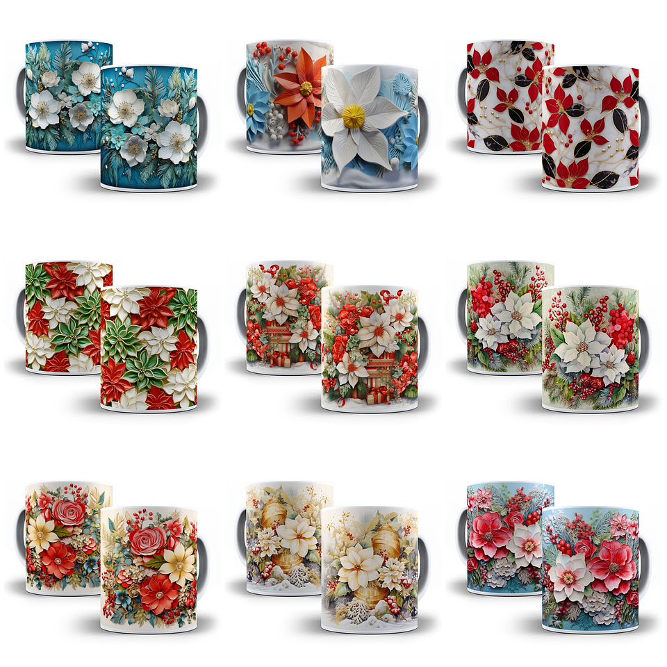 28 Artes para Caneca Floral 3d  Arquivo em Jpg 3